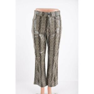 Zara Womens Faux Snakeskin Leather Pants Trousers